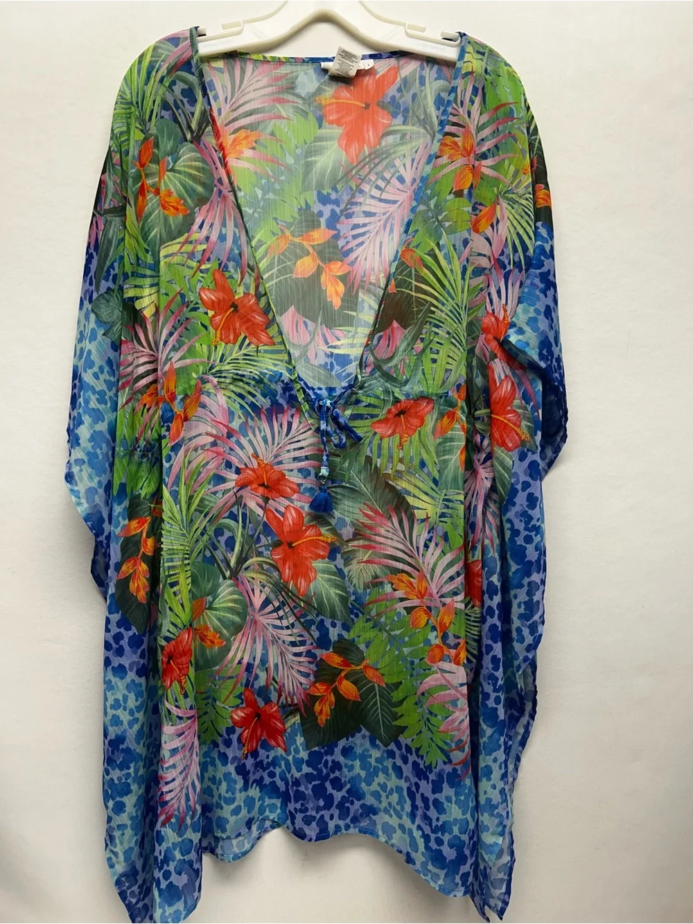 Bleu Rod Beattie Blue Tropical Floral Swim Cover-Up - Picture 2 of 12